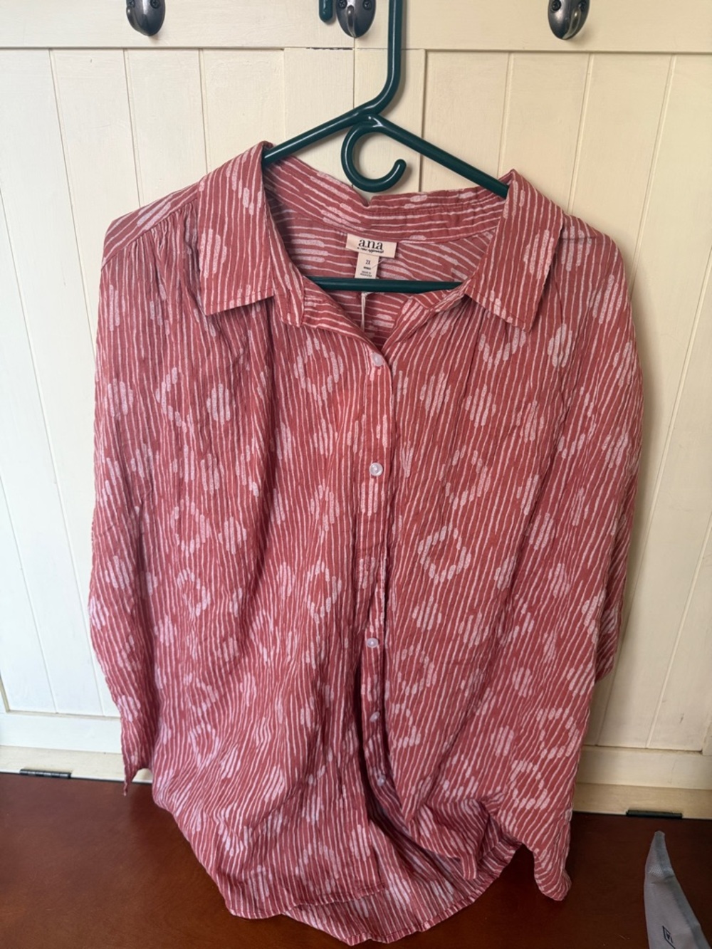 a.n.a Rust and White Striped Button-Front Shirt NWT